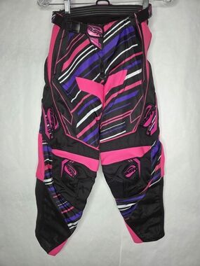 Women's Black & Pink Graphic Motocross Pants